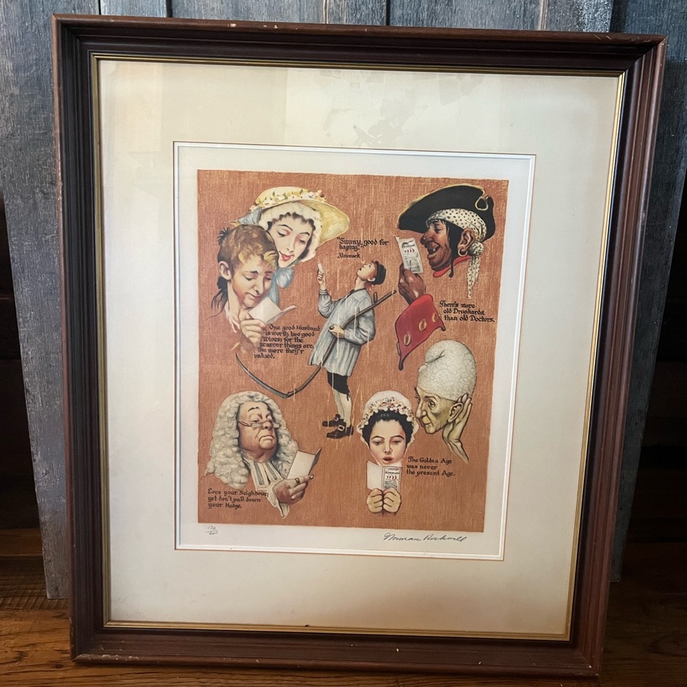 Norman Rockwell - The Golden Age 1973 Framed Art Print with Historical Figures